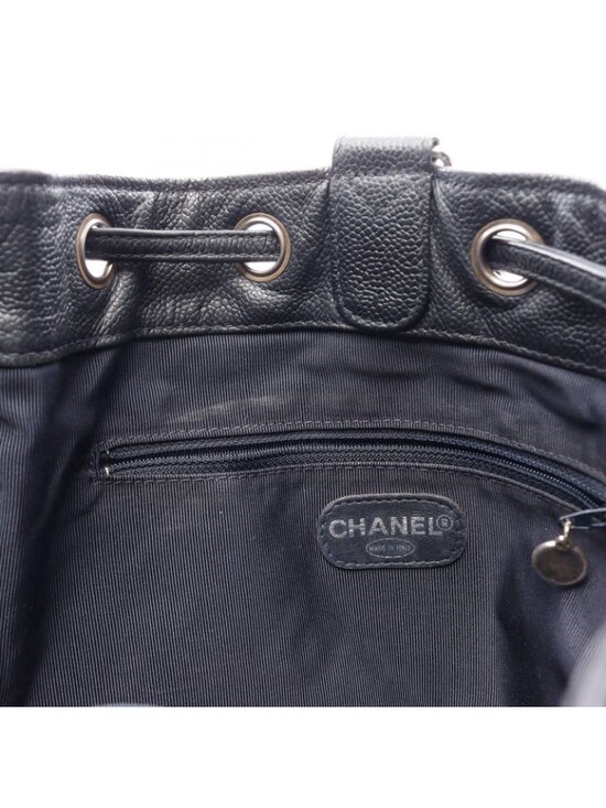 Chanel Backpack Quilted Black Caviar Leather Drawstring main image 4